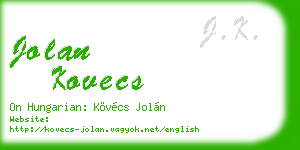 jolan kovecs business card