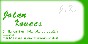 jolan kovecs business card